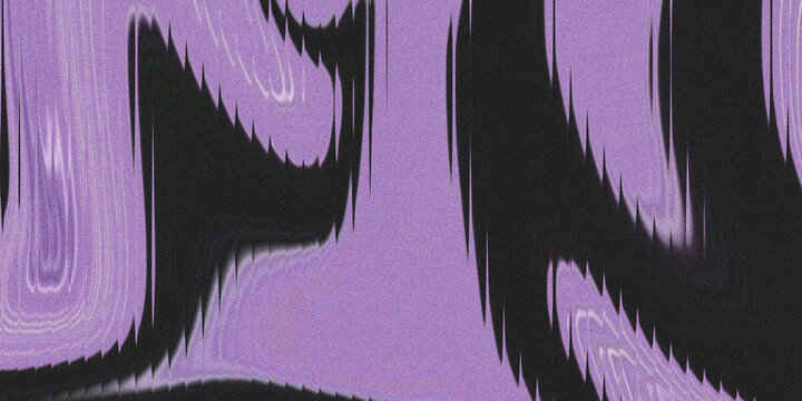 Glitch style liquid marble background with sharp purple and black jagged wave patterns and heavy retro grain texture.