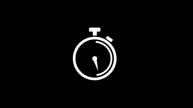 A glowing white beautiful stop watch timer countdown on black background.