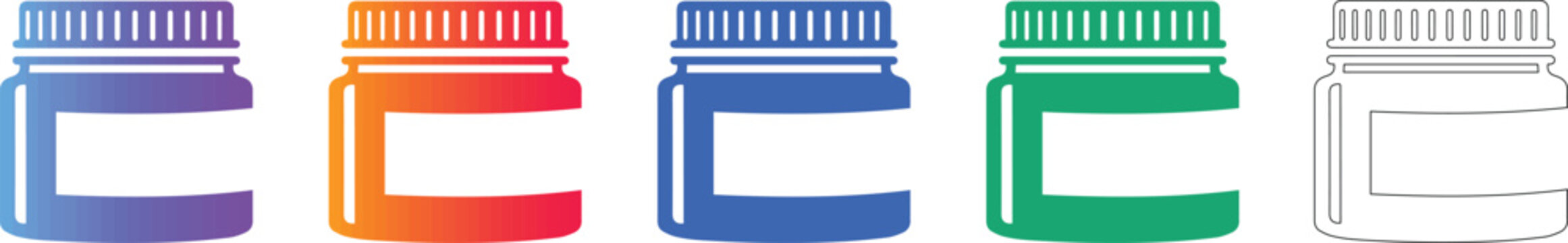 Cosmetic Cream Jar Icon Set