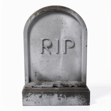 Realistic stone grave marker tombstone with RIP inscription