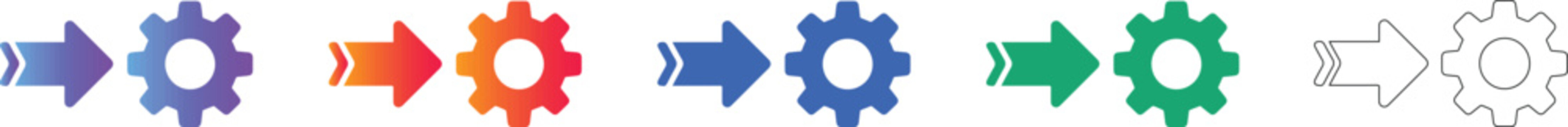 Right Arrow and Gear Automation Icon Set