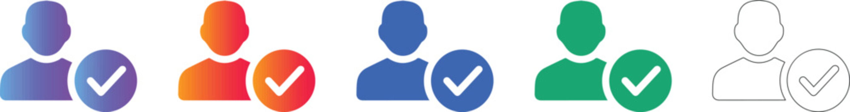 User Approval Checkmark Icon Set for Profile Verification