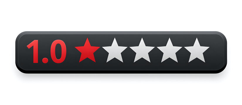 One star star rating bad review bar vector illustration with single red star isolated on white background for low feedback customer experience evaluation concept
