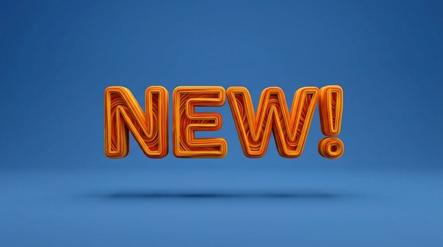 Vibrant 3D Orange New Text Announcement Graphic on Blue Background