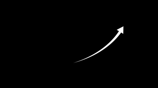Abstract arrow business graph icon animation background. arrow rising transparent channel. Abstract arrow growth chart of economy icon animated down to up arrow animation 4k