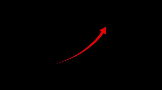 Abstract arrow business graph icon animation background. arrow rising transparent channel. Abstract arrow growth chart of economy icon animated down to up arrow animation 4k