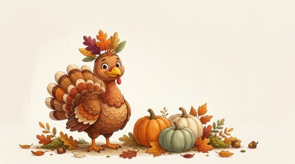 Naklejka premium Thanksgiving autumn harvest centerpiece with pumpkins