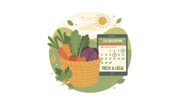 Community-supported agriculture program ensures fresh, local produce delivery, managed easily with a digital subscription and weekly pick-up schedule.