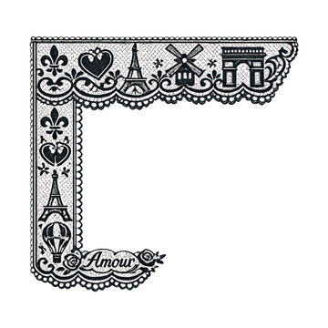 PNG Parisian-themed lace corner design.