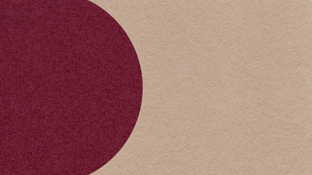 Beige paper texture background with dark wine semicircle and copy space for banner, presentation, template