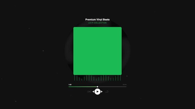 Minimalist Music Player Interface with Green Screen Placeholder