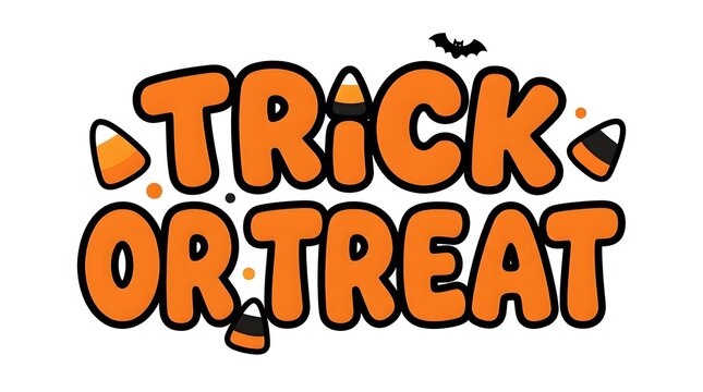 Celebrate the spooky season with a delightful halloween typography design featuring the classic phrase 'trick or treat' in vibrant orange hues