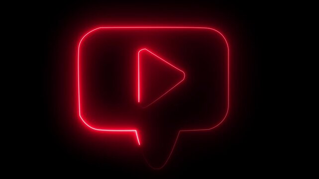 video logo  icon neon effect slow motion clip, Video pause logo icon pink saber motion clip, subscribe sign glow design.4k video animation.