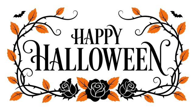 Celebrate the spooky season with a delightful happy halloween message adorned with festive fall elements and charming typographic artistry