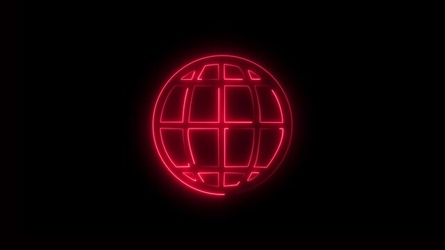Glowing neon World Wide Web icon isolated www globe internet neon Go to web Internet flat symbol icon Web Click planet Earth.  and Animated neon globe symbol video.