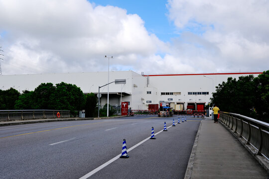 Shanghai, China-August 22nd 2026: Tesla Giga Shanghai factory entrance