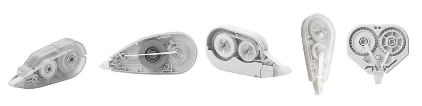 Five correction tape dispensers in a row