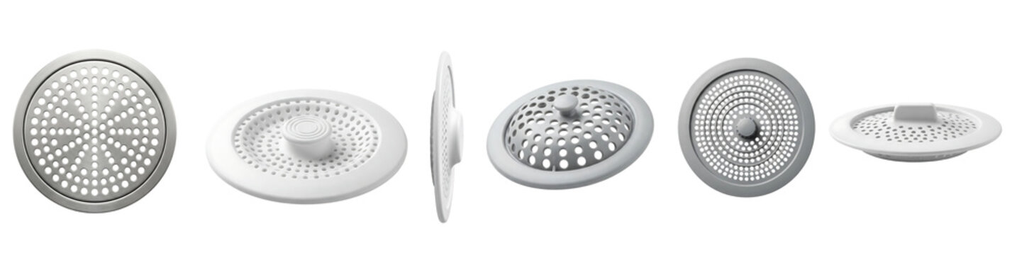 Set of metal kitchen sink drain strainers