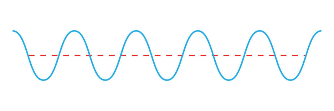 Sine wave vector illustration. Simple line drawing of sine wave. Sinusoidal wave diagram .