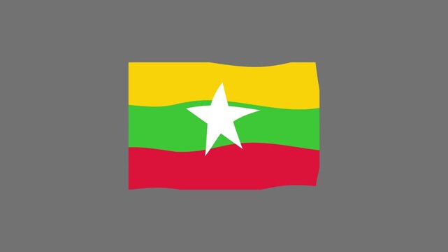 Myanmar Flag Vector Illustration, National Symbol of Southeast Asia