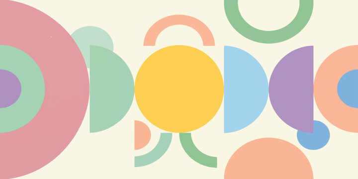 Abstract background with soft pastel geometric shapes including circles and semi circles in a modern minimalist style