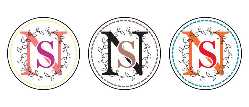ns name logo icon. NS monogram, NS initial wedding. Modern Initial logo 2 letters black simple NS. 