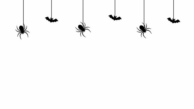 Hanging Spiders and Bats Halloween Border Animation