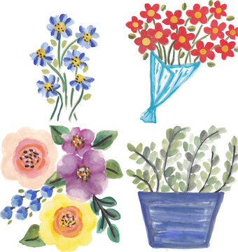 Handpainted Floral Collection Spring Blooms and Botanical Elements