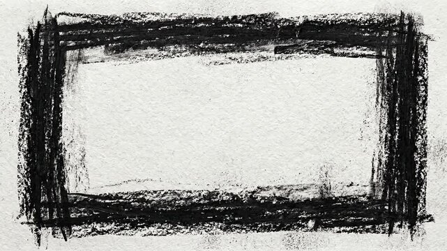 Stop motion animation of a charcoal frame being drawn on textured paper