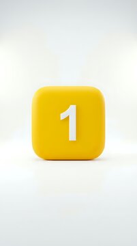 Yellow rounded square button with white number one on neutral