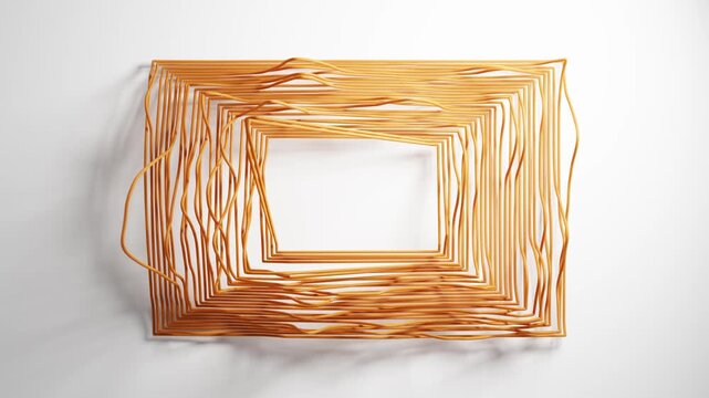 Playful orange doodle sketch of a square frame with moving lines in a seamless loop