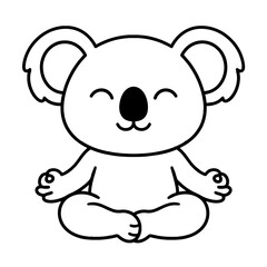 Fototapeta premium Cute koala meditating in lotus pose line art