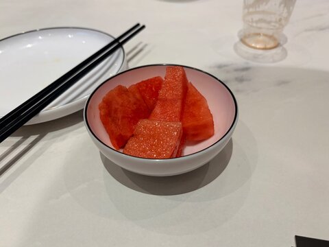 Candied Winter Melon in a Small Bowl.