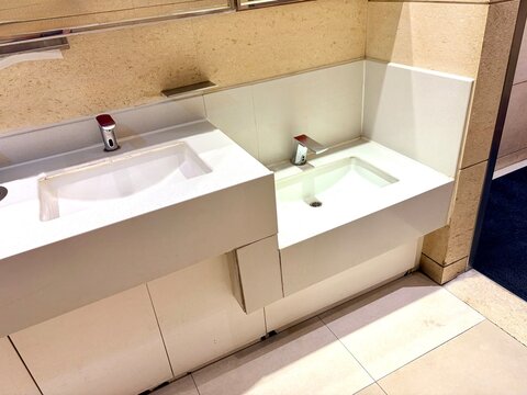 Modern Public Restroom Sinks with Automatic Faucets
