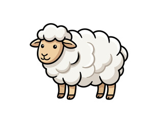 Obraz premium Cute cartoon sheep illustration with fluffy wool and friendly face