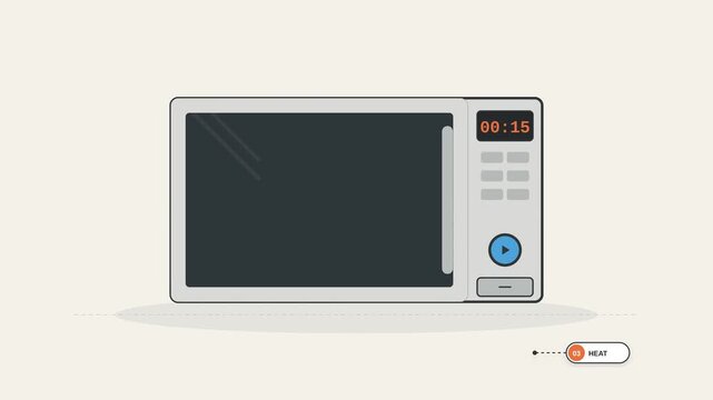 Microwave Oven Heating Process and Food Warming Animation