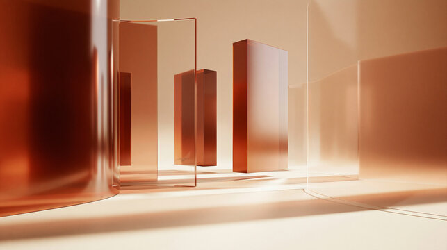 Abstract Minimalist Product Display Stage with Glass Panels