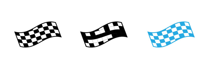 Fototapeta premium Three variations of a checkered racing flag on a white background