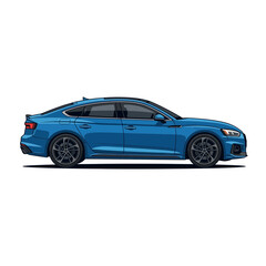 Fototapeta premium Blue Audi Sportback Car Isolated Transparent Background Vector Illustration