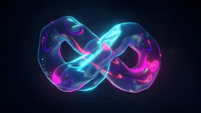 Infinity Symbol Loop with Glowing Nebula Fluid and Cosmic Light