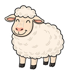  Funny Farm Animal Cute White Sheep Standing Vector Illustration © Shazsya