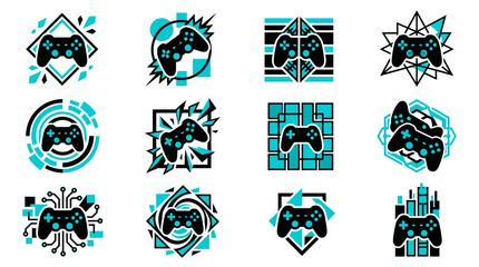 Colorful Geometric Gaming Controller Icons Set. © sri mukti