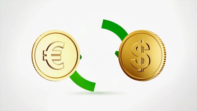 Cryptocurrency and Dollar Coin Exchange Concept with Circular Arrows Representing Currency Conversion and Financial Trading