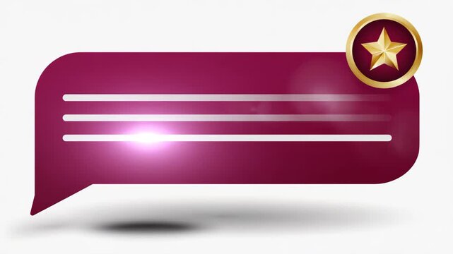 Glossy Speech Bubble with Star Badge for Customer Feedback, Communication and Digital Marketing Concept