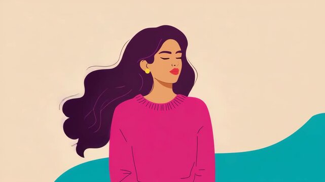 Stylized Woman Relaxing Peacefully in a Calm Modern Lifestyle Scene