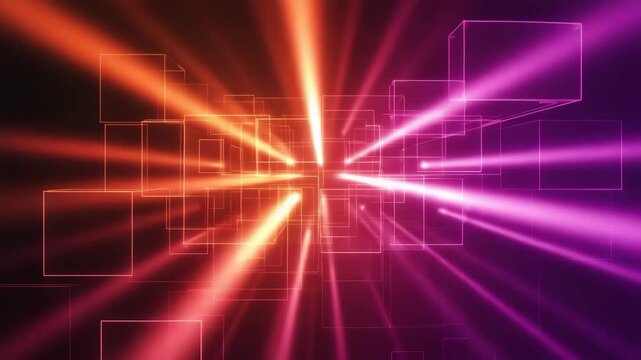 Dynamic Abstract Light Burst with Glowing Geometric Shapes for Creative Technology Design