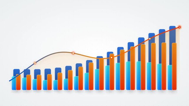 Business Growth Bar Chart with Increasing Financial Trend Line