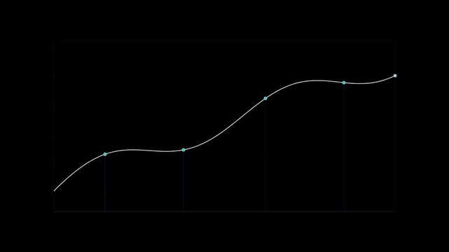 Smooth vector curve sweeping left to right, lighting up target checkpoint nodes and vertical drop-lines upon contact.