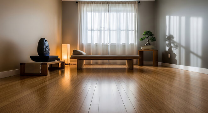 Zen meditation room interior with wooden floor and furniture background full hd download 2025 2026