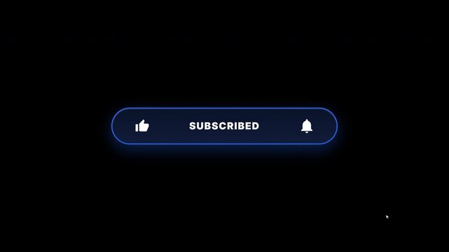 Subscribe pop up button animation, blue neon social media bar, video overlay